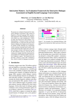 Interaction Matters: An Evaluation Framework for Interactive Dialogue Assessment on English Second Language Conversations