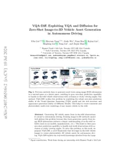 VQA-Diff: Exploiting VQA and Diffusion for Zero-Shot Image-to-3D Vehicle
  Asset Generation in Autonomous Driving