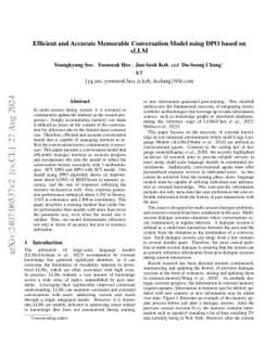 Efficient and Accurate Memorable Conversation Model using DPO based on
  sLLM