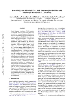 Enhancing Low-Resource NMT with a Multilingual Encoder and Knowledge
  Distillation: A Case Study