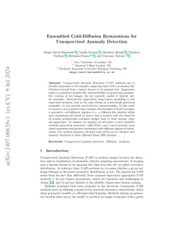 Ensembled Cold-Diffusion Restorations for Unsupervised Anomaly Detection
