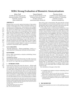 SEBA: Strong Evaluation of Biometric Anonymizations