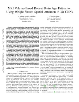 MRI Volume-Based Robust Brain Age Estimation Using Weight-Shared Spatial
  Attention in 3D CNNs