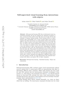 Self-supervised visual learning from interactions with objects