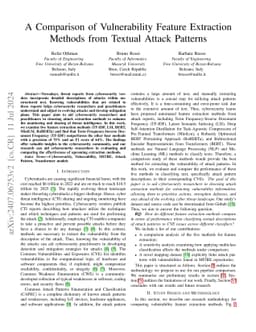 A Comparison of Vulnerability Feature Extraction Methods from Textual
  Attack Patterns
