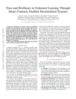 Trust and Resilience in Federated Learning Through Smart Contracts
  Enabled Decentralized Systems