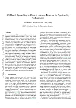 ICLGuard: Controlling In-Context Learning Behavior for Applicability
  Authorization