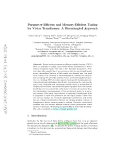 Parameter-Efficient and Memory-Efficient Tuning for Vision Transformer:
  A Disentangled Approach