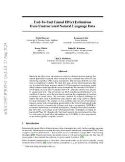 End-To-End Causal Effect Estimation from Unstructured Natural Language
  Data