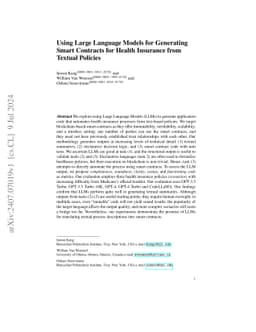 Using Large Language Models for Generating Smart Contracts for Health
  Insurance from Textual Policies