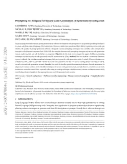 Prompting Techniques for Secure Code Generation: A Systematic Investigation