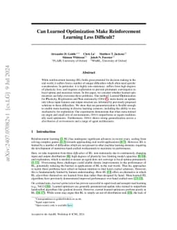 Can Learned Optimization Make Reinforcement Learning Less Difficult?
