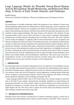 Large Language Models for Wearable Sensor-Based Human Activity
  Recognition, Health Monitoring, and Behavioral Modeling: A Survey of Early
  Trends, Datasets, and Challenges