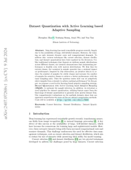 Dataset Quantization with Active Learning based Adaptive Sampling