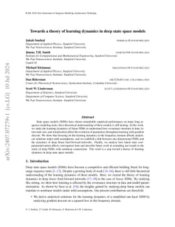 Towards a theory of learning dynamics in deep state space models
