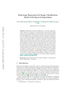 Dual-stage Hyperspectral Image Classification Model with Spectral
  Supertoken
