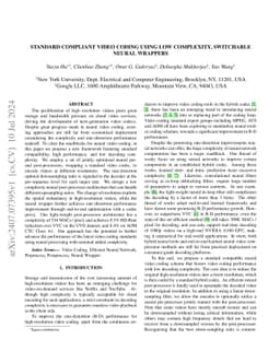Standard compliant video coding using low complexity, switchable neural
  wrappers