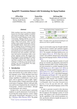 KpopMT: Translation Dataset with Terminology for Kpop Fandom