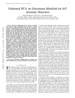 Federated PCA on Grassmann Manifold for IoT Anomaly Detection