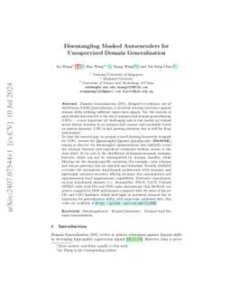 Disentangling Masked Autoencoders for Unsupervised Domain Generalization