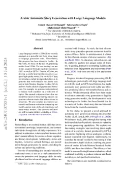 Arabic Automatic Story Generation with Large Language Models