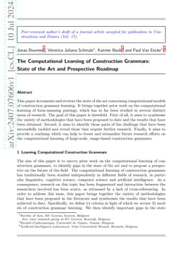 The Computational Learning of Construction Grammars: State of the Art
  and Prospective Roadmap