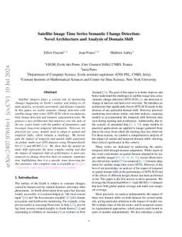 Satellite Image Time Series Semantic Change Detection: Novel
  Architecture and Analysis of Domain Shift