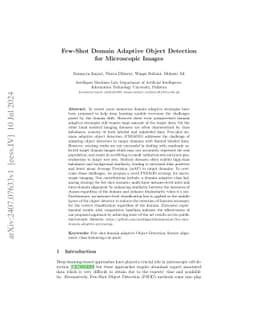 Few-Shot Domain Adaptive Object Detection for Microscopic Images