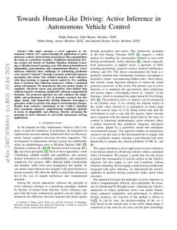 Towards Human-Like Driving: Active Inference in Autonomous Vehicle
  Control