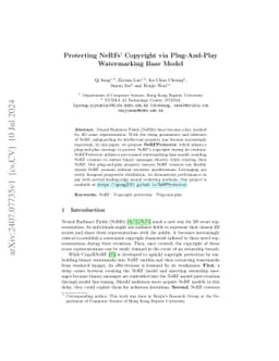 Protecting NeRFs' Copyright via Plug-And-Play Watermarking Base Model