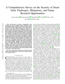 A Comprehensive Survey on the Security of Smart Grid: Challenges,
  Mitigations, and Future Research Opportunities