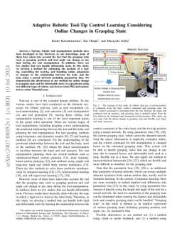 Adaptive Robotic Tool-Tip Control Learning Considering Online Changes in
  Grasping State