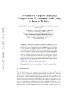 Decentralized Adaptive Aerospace Transportation of Unknown Loads Using A
  Team of Robots