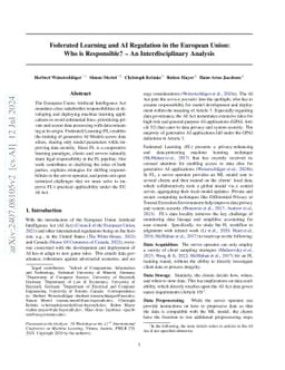 Federated Learning and AI Regulation in the European Union: Who is
  Responsible? -- An Interdisciplinary Analysis