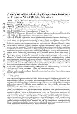 CommSense: A Wearable Sensing Computational Framework for Evaluating
  Patient-Clinician Interactions