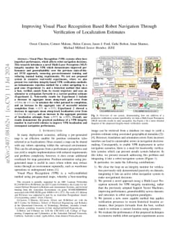 Improving Visual Place Recognition Based Robot Navigation Through
  Verification of Localization Estimates