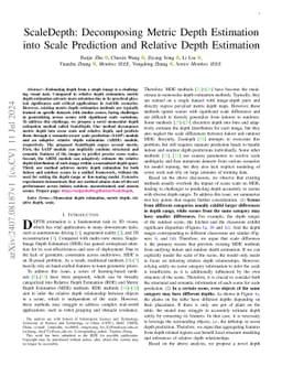ScaleDepth: Decomposing Metric Depth Estimation into Scale Prediction
  and Relative Depth Estimation