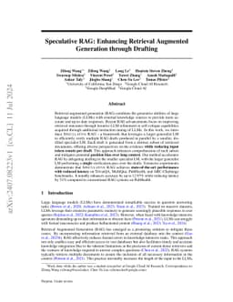 Speculative RAG: Enhancing Retrieval Augmented Generation through Drafting
