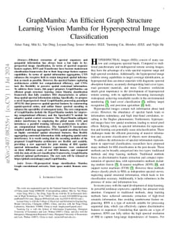 GraphMamba: An Efficient Graph Structure Learning Vision Mamba for
  Hyperspectral Image Classification