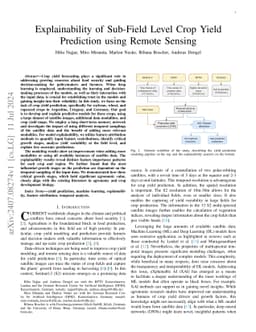 Explainability of Sub-Field Level Crop Yield Prediction using Remote
  Sensing