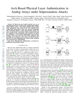 AoA-Based Physical Layer Authentication in Analog Arrays under
  Impersonation Attacks