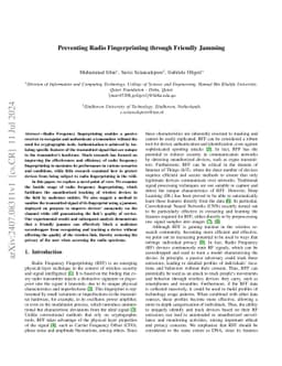 Preventing Radio Fingerprinting through Low-Power Jamming