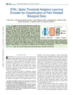 STAL: Spike Threshold Adaptive Learning Encoder for Classification of
  Pain-Related Biosignal Data