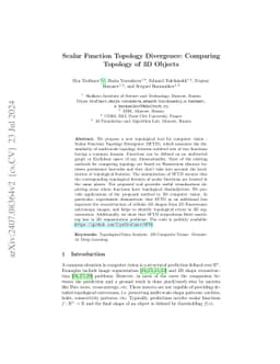 Scalar Function Topology Divergence: Comparing Topology of 3D Objects
