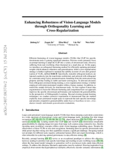 Enhancing Robustness of Vision-Language Models through Orthogonality
  Learning and Cross-Regularization