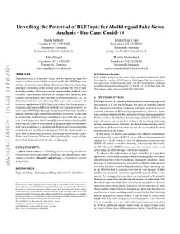 Unveiling the Potential of BERTopic for Multilingual Fake News Analysis
  -- Use Case: Covid-19