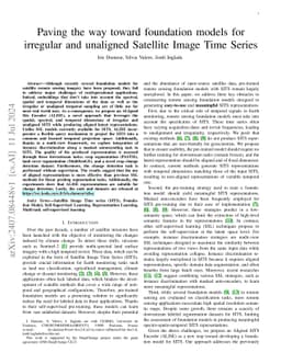 Paving the way toward foundation models for irregular and unaligned
  Satellite Image Time Series