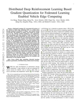 Distributed Deep Reinforcement Learning Based Gradient Quantization for
  Federated Learning Enabled Vehicle Edge Computing