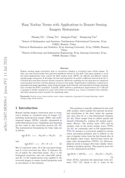 Haar Nuclear Norms with Applications to Remote Sensing Imagery
  Restoration