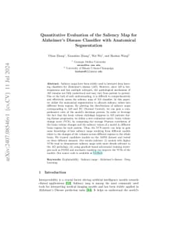 Quantitative Evaluation of the Saliency Map for Alzheimer's Disease
  Classifier with Anatomical Segmentation
